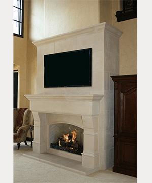 A fireplace with a tv panel above it on the living room walls.