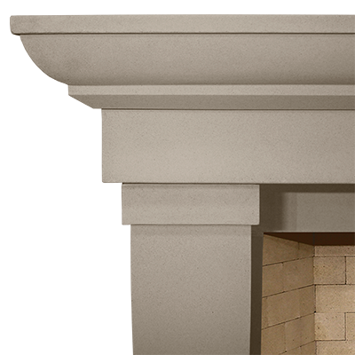 A transitional close up of a fireplace mantle.
