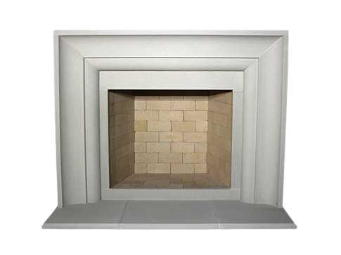 A favorite white fireplace with a brick surround.