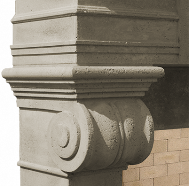 An Italian stone column with a decorative design on it.