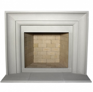 A favorite white fireplace with a brick surround.