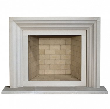 A white fireplace with a brick surround, one of our favorites.