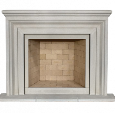 A white marble fireplace with a brick surround, perfect for creating a cozy and inviting atmosphere in your favorite living spaces.